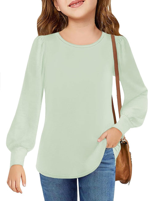 Arshiner Girls Puff Long Sleeve Shirts Lantern Sleeve Tunic Tops