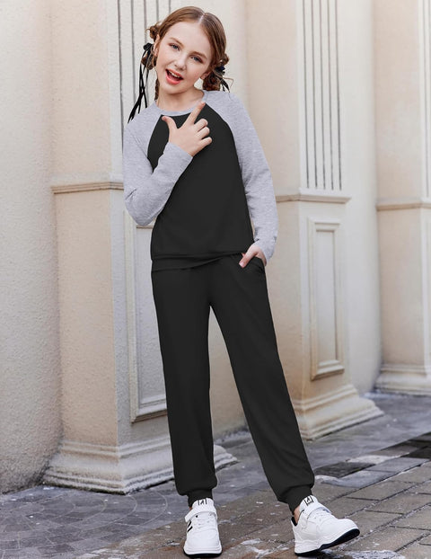 Arshiner Girls 2 Piece Outfits Long Sleeve Sweatsuit Set