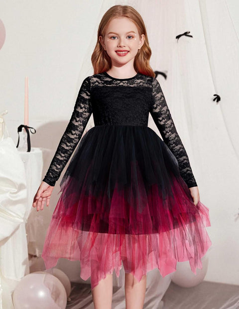 Arshiner Flower Girl Dress Toddler Contrast Lace Tutu Tulle Dresses