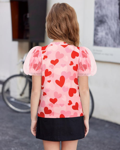 Arshiner Girls Shirts Mesh Puff Short Sleeves Tee Tops