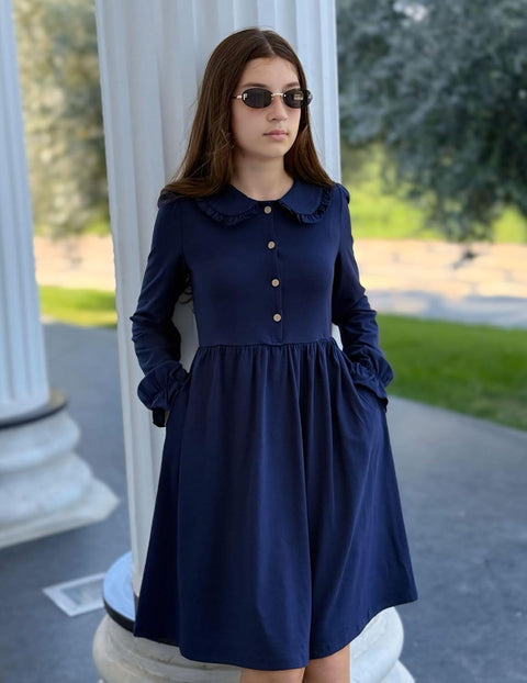 Arshiner Girls Long Sleeve Dress Ruffle Cotton Dresses