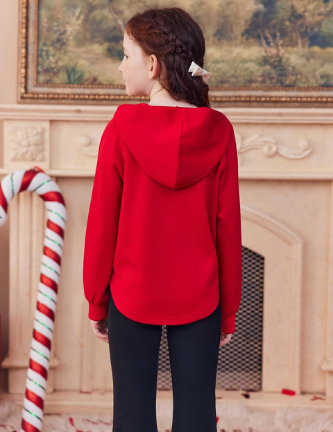 Arshiner Girls Button Collar Kids Hooded Sweatshirt