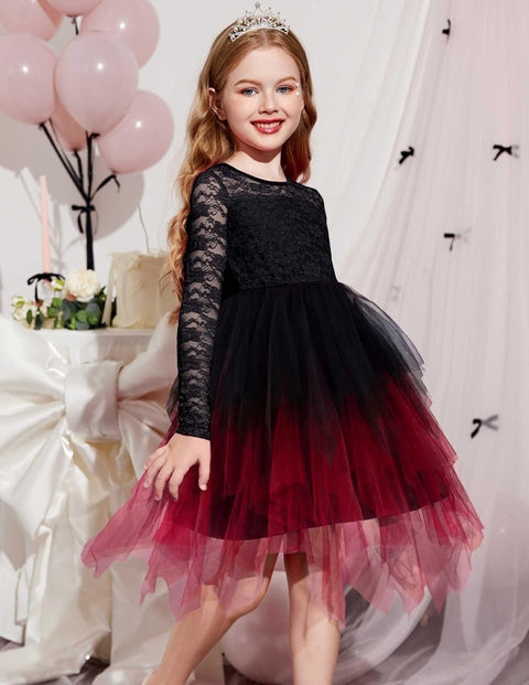 Arshiner Flower Girl Dress Toddler Contrast Lace Tutu Tulle Dresses