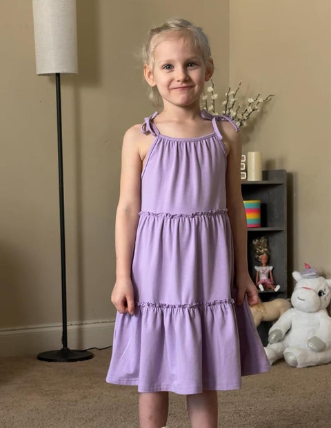 Arshiner Girl Dresses Boho A-Line Swing Flowy Ruffle Tiered Sundress with Pockets