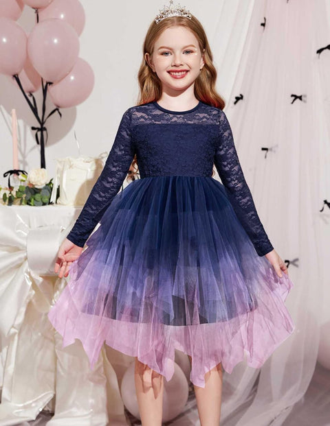 Arshiner Flower Girl Dress Toddler Contrast Lace Tutu Tulle Dresses