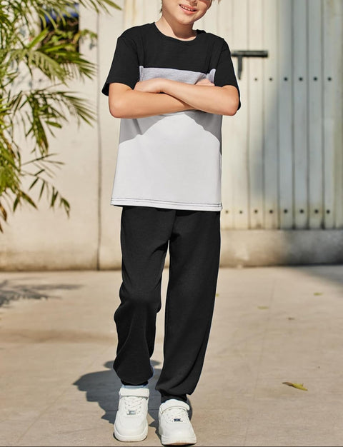 Arshiner Boy's Pants Set - 2 Piece ColorBlock T-Shirt and Pants