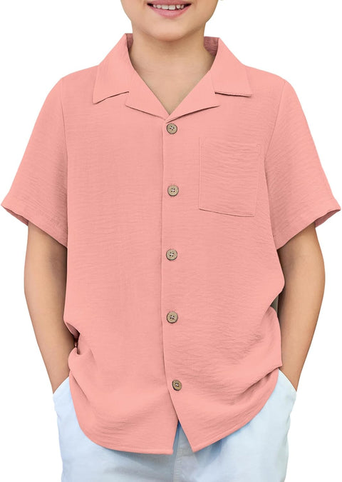 Arshiner Boys Short Sleeve Button Down Shirt 4-12 Years