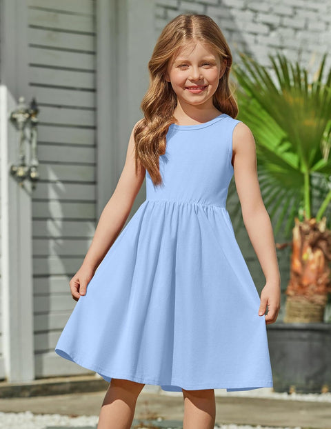 【2-6Y】Arshiner Toddler Girls Dress Back Bowknot Twirly Sundress with Pockets
