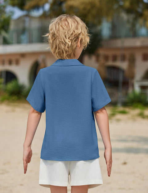 Arshiner Boys Short Sleeve Button Down Shirt 4-12 Years