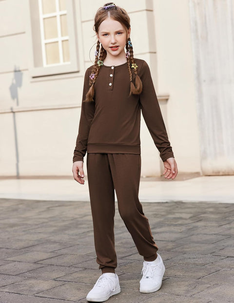 Arshiner Girls Clothes Crew Neck Long Sleeve Tops and Pants Set