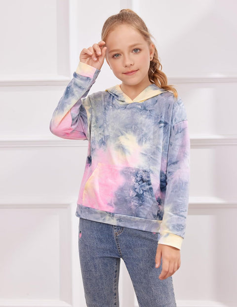 Arshiner Girls Tie Dye Sweatshirts Loose Casual Hoodies Tops