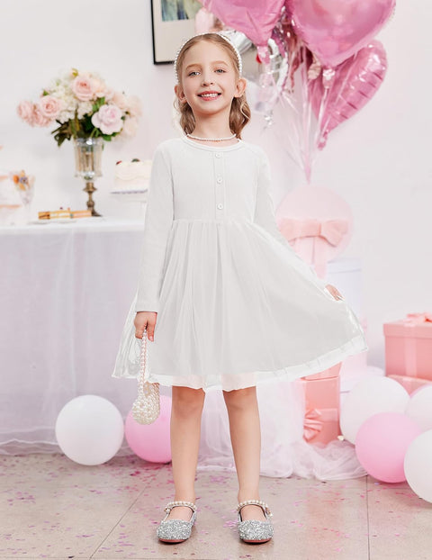 Arshiner Toddler Girls Tutu Dress Long Sleeve Party Dresses