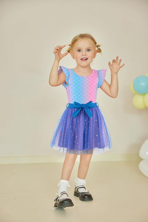 Arshiner Toddler Girls Skirt Set Ruffle Sleeve Tops and Belt Tutu Skirts