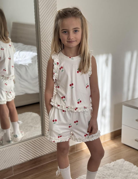 Arshiner Toddler Girls Clothes Ribbed Knit Ruffle Sleeveless Tops and Shorts with Pockets Cute Summer 2 Pieces Short Sets