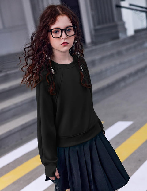 Arshiner Girls Sweatshirt Crop Tops Cropped Ribbed Shirts