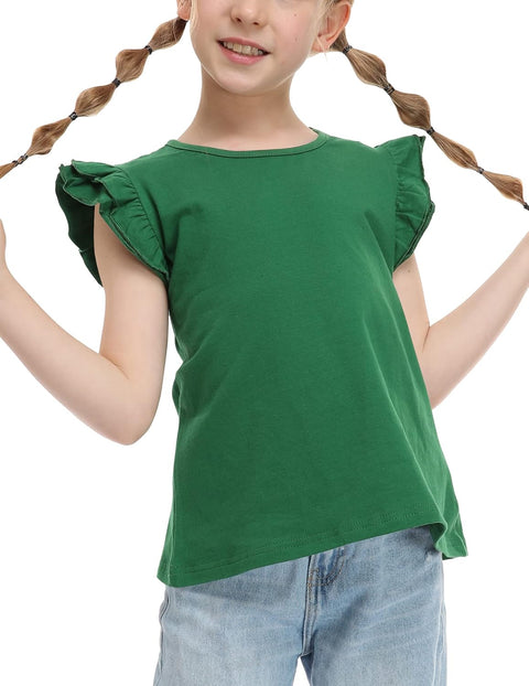Arshiner Girls Shirts Ruffle Short Sleeve Cute Casual Tops Blouse Tee