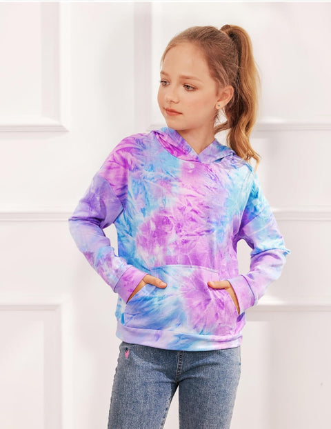 Arshiner Girls Tie Dye Sweatshirts Loose Casual Hoodies Tops