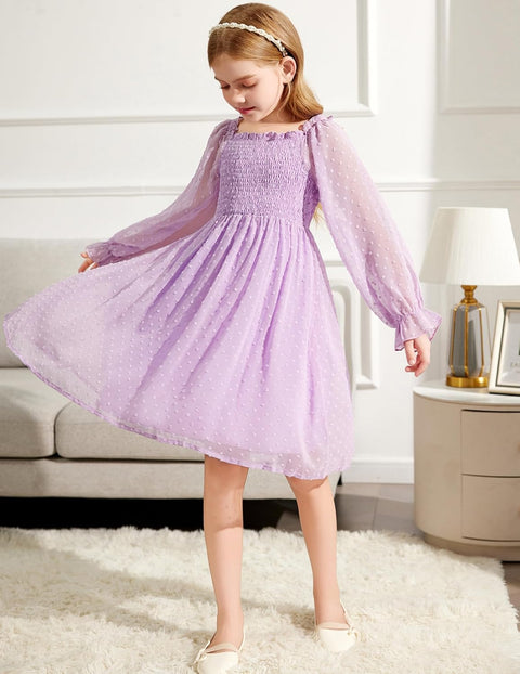 Arshiner Girl Tulle Dress Winter Long Sleeve Teen Girls Party Dresses