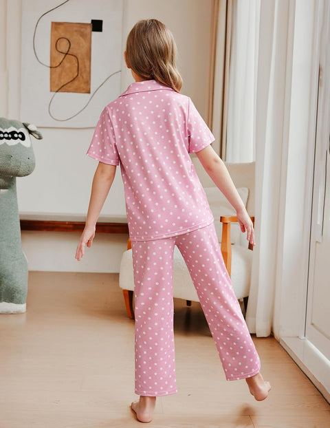 Arshiner Pajamas for Girls Short Sleeve Long Pants Outfit 2 Piece  Pjs Sets