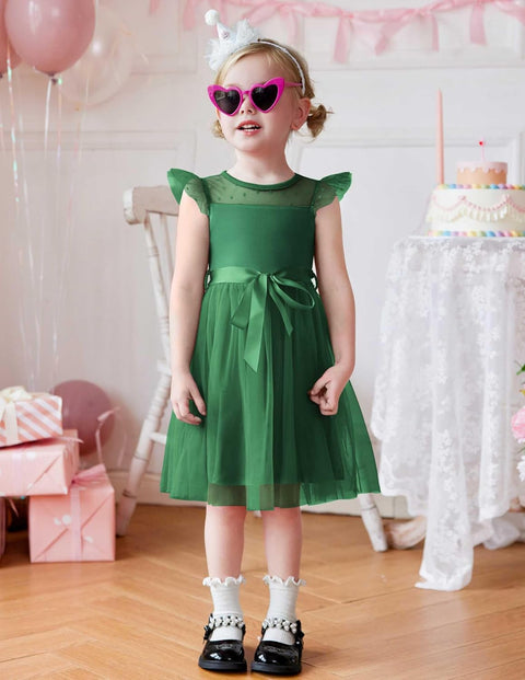 [2-8Y] Arshiner Toddler Girls Tutu Dress Contrast Mesh Party Dresses