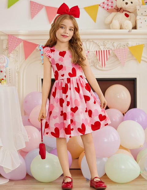 Arshiner Toddler Dress Girls Summer Ruffle Sleeve Backless Dresses Casual Sundress with Pockets 2-8Y