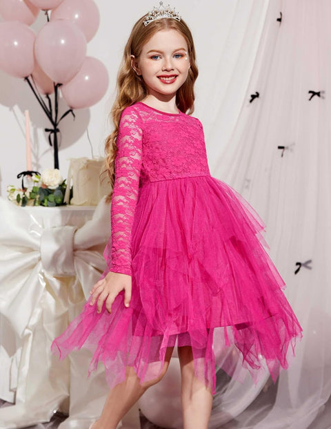 Arshiner Flower Girl Dress Toddler Contrast Lace Tutu Tulle Dresses