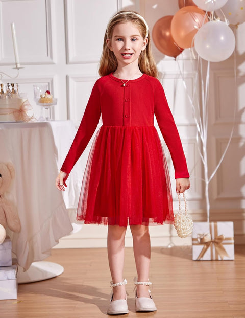 Arshiner Toddler Girls Tutu Dress Long Sleeve Party Dresses