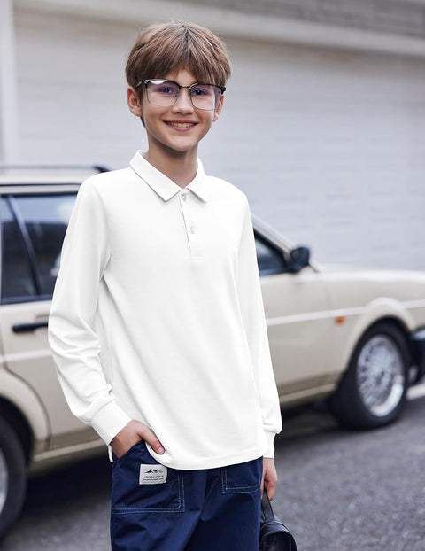 Arshiner Boys Long Sleeve Polo Shirt Uniform Shirt