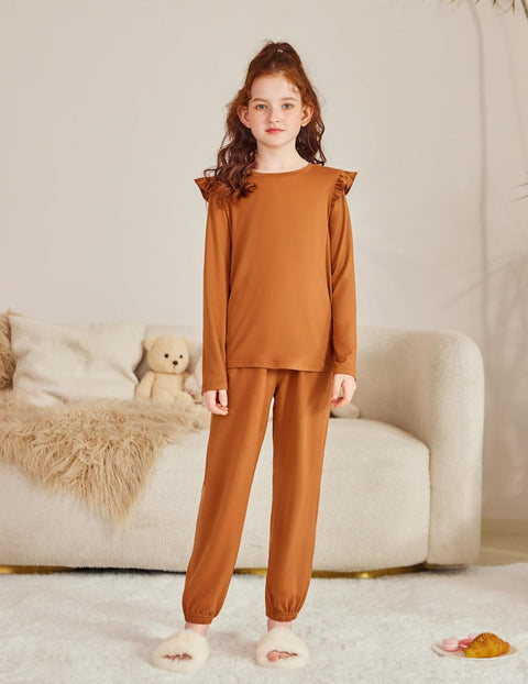 Arshiner Girls 2 Piece Outfits Ruffled Tops and Pants Set