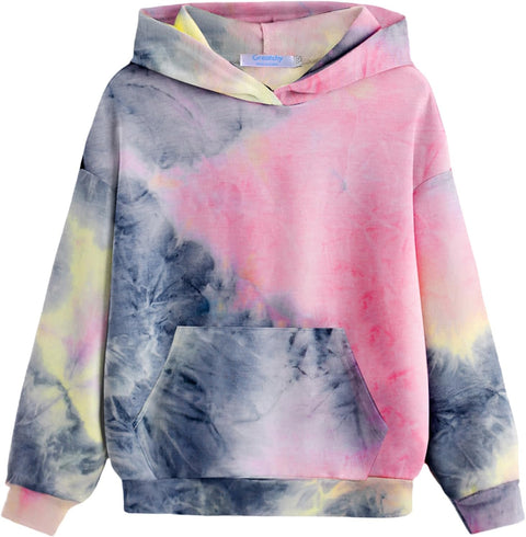 Arshiner Girls Tie Dye Sweatshirts Loose Casual Hoodies Tops