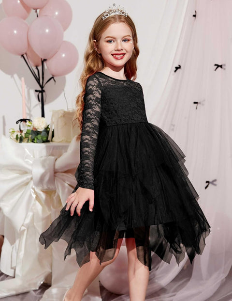 Arshiner Flower Girl Dress Toddler Contrast Lace Tutu Tulle Dresses