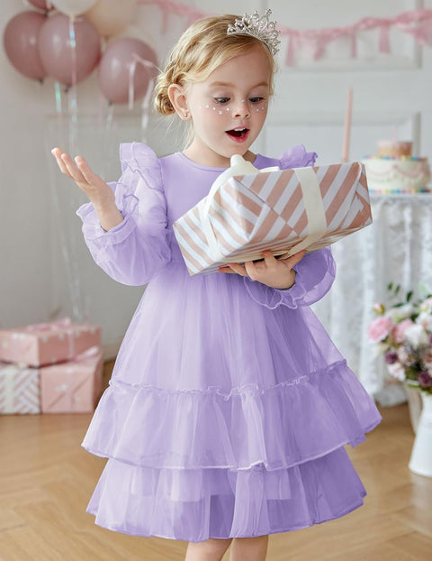 Arshiner Toddler Girls Tiered Tutu Dress Fall Formal Dresses