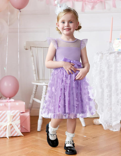 [2-8Y] Arshiner Toddler Girls Tutu Dress Contrast Mesh Party Dresses