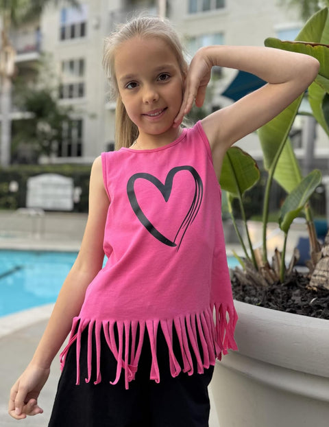 Arshiner Girls Summer Outfits Sleeveless Fringe Tank Top and Elastic Waist Pocketed Shorts Set Girl Clothes 6-14 Years
