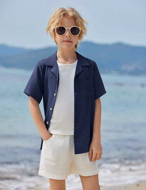 Arshiner Boys Short Sleeve Button Down Shirt 4-12 Years