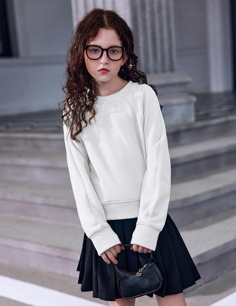 Arshiner Girls Sweatshirt Crop Tops Cropped Ribbed Shirts