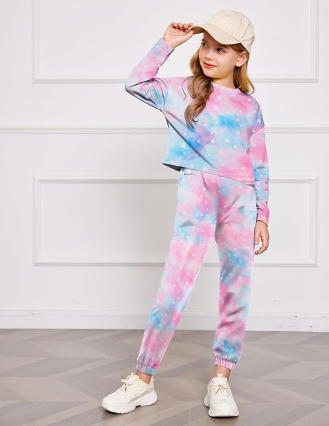 Arshiner Girls 2 Piece Outfits Tie Dye Sweatsuits Set