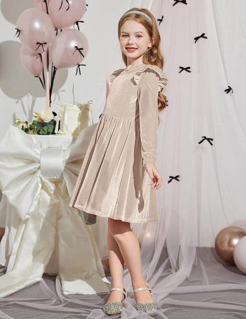 Arshiner Toddler Velvet Dress Little Girls Ruffle Dresses