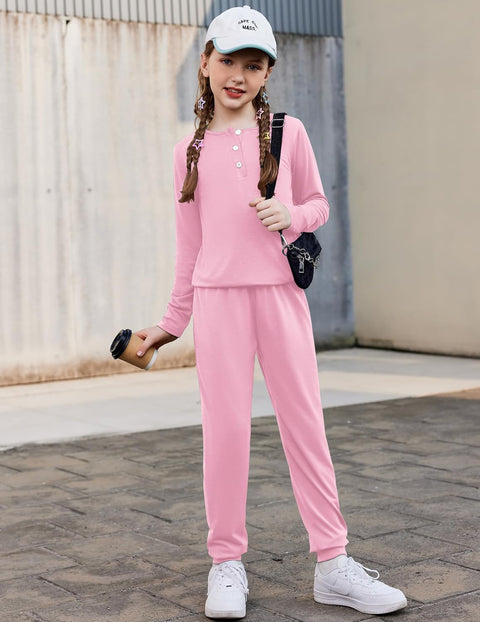 Arshiner Girls Clothes Crew Neck Long Sleeve Tops and Pants Set