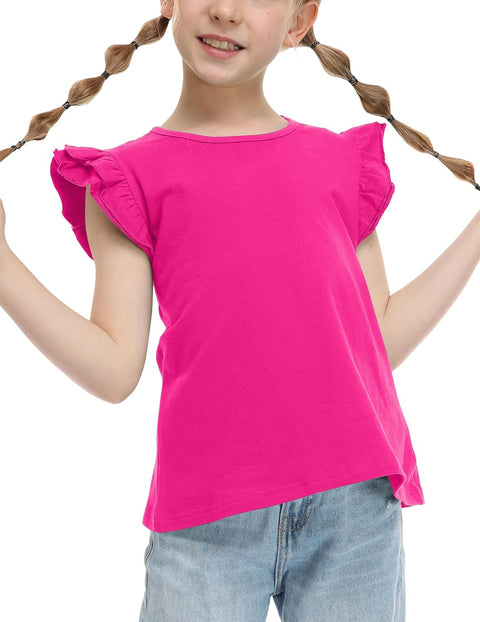 Arshiner Girls Shirts Ruffle Short Sleeve Cute Casual Tops Blouse Tee
