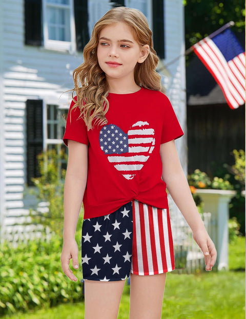 Arshiner Girls Clothing Sets Twist Front Top and Shorts 2 Piece Outfits Activewear Tracksuit 5-14 Year