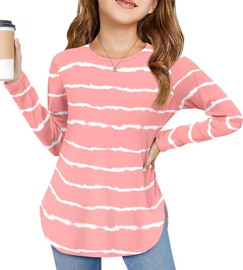 Arshiner Girls Long Sleeve T Shirts Hem Side Soft Tops
