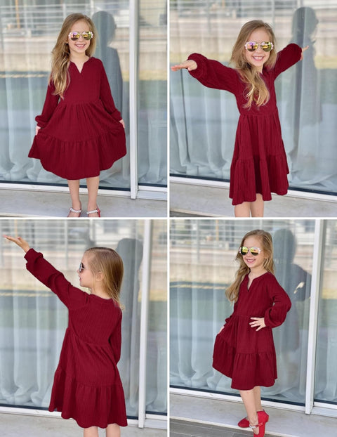 Arshiner Girls Dresses Lantern Long Sleeve Casual Dress