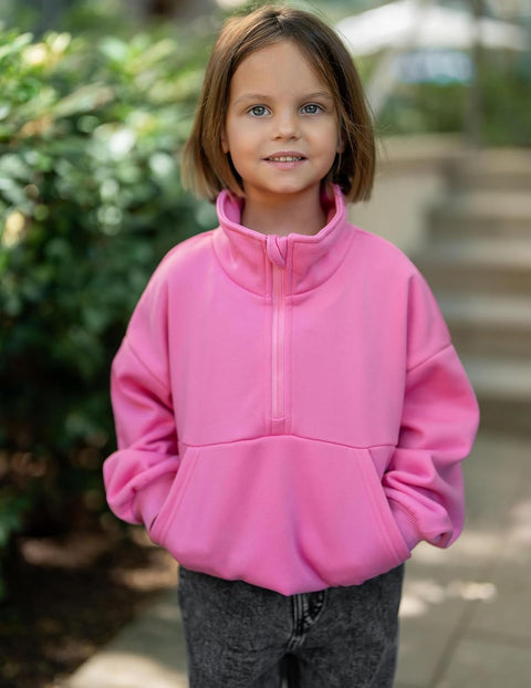 Arshiner Girls Half Zip Sweatshirt Fleece Quarter Pullover