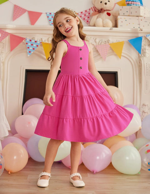 Arshiner Toddler Girl Dresses Casual Sleeveless Swing Flowy Sundress