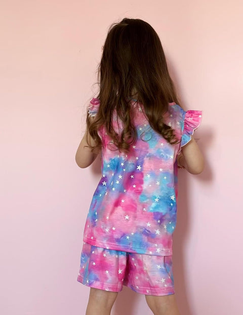 [4Y-12Y] Arshiner Girls Pajamas Set Short Sleeve Pjs 3PCS Lounge Sets