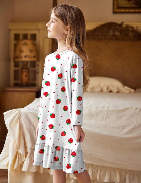 Arshiner Girls' Sleepwear Long Sleeve Cute Nightie Pajama Dress