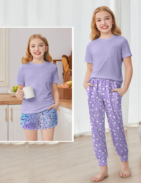 Arshiner Girls Clothes 3 Piece Outfits Short Sleeve Shirt