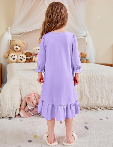 Arshiner Girls Long Sleeve Pajama Dress