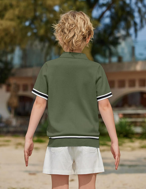 Arshiner Boys Knit Shirts Short Sleeve Button Down Shirt